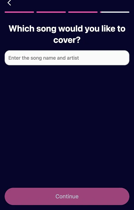 AIR Music quiz screen: Which song would you like to cover?