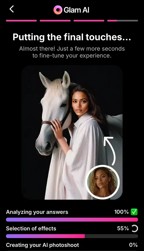 Glam AI onboarding: putting the final touches on your AI photoshoot