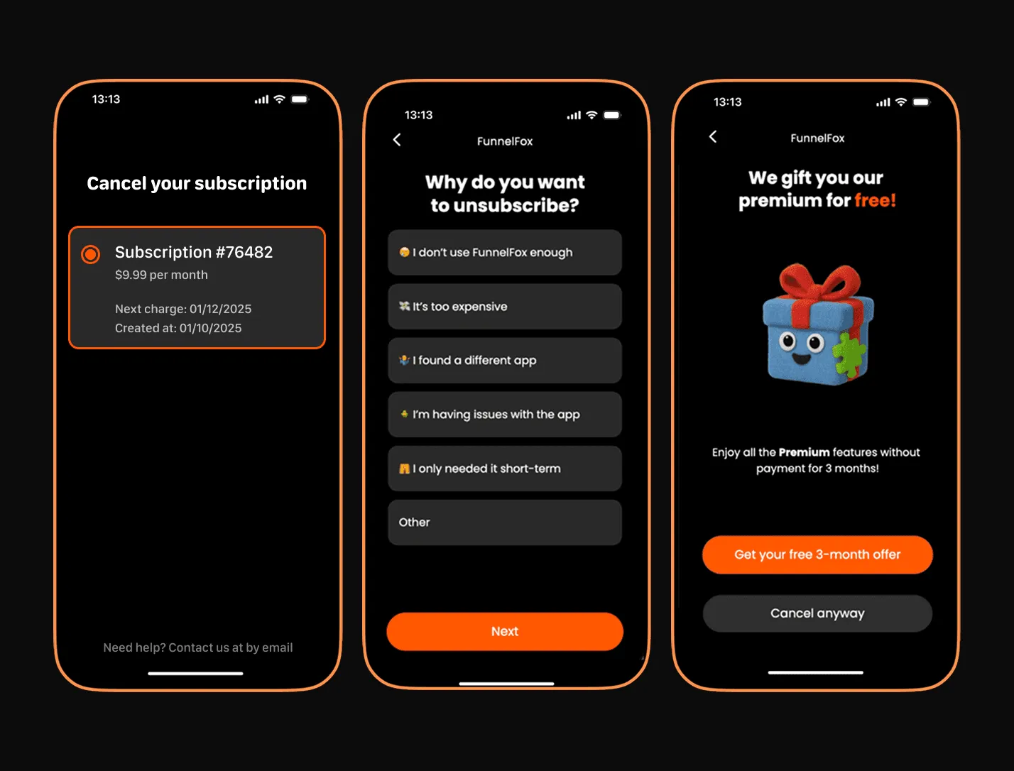 Smart cancellation flow screens