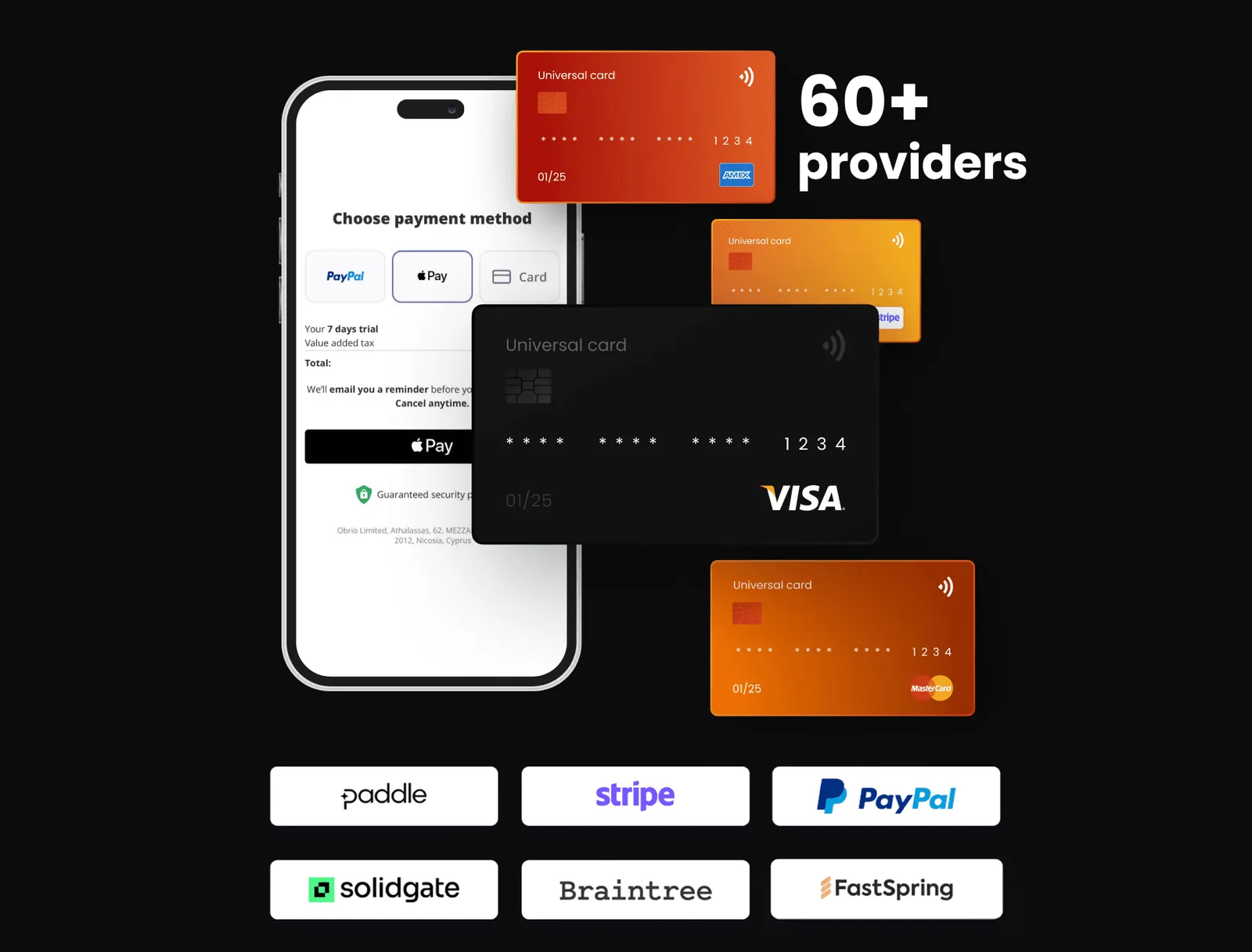 Checkout with 60+ payment providers