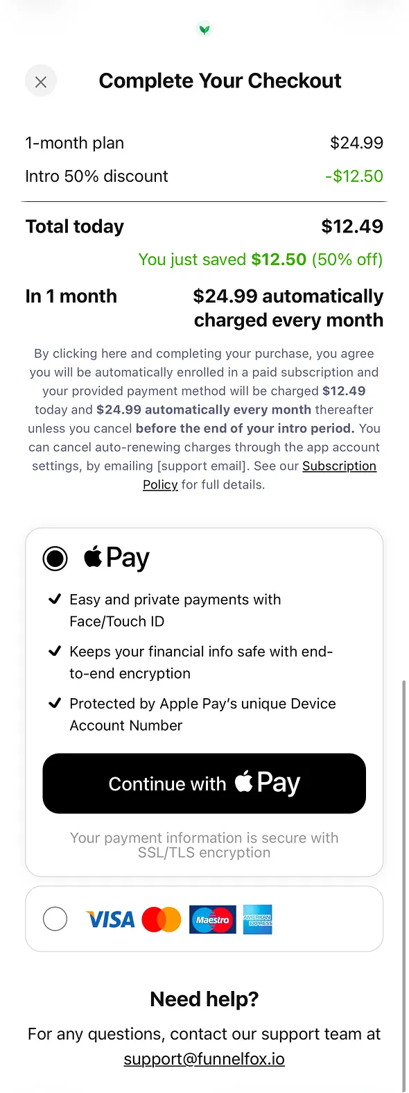 Custom checkout